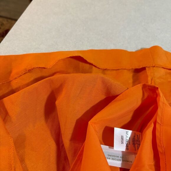Ann Taylor Petite Linen Wrap Dress Women’s XSP Orange Sleeveless V Neck Sundress - Picture 14 of 14